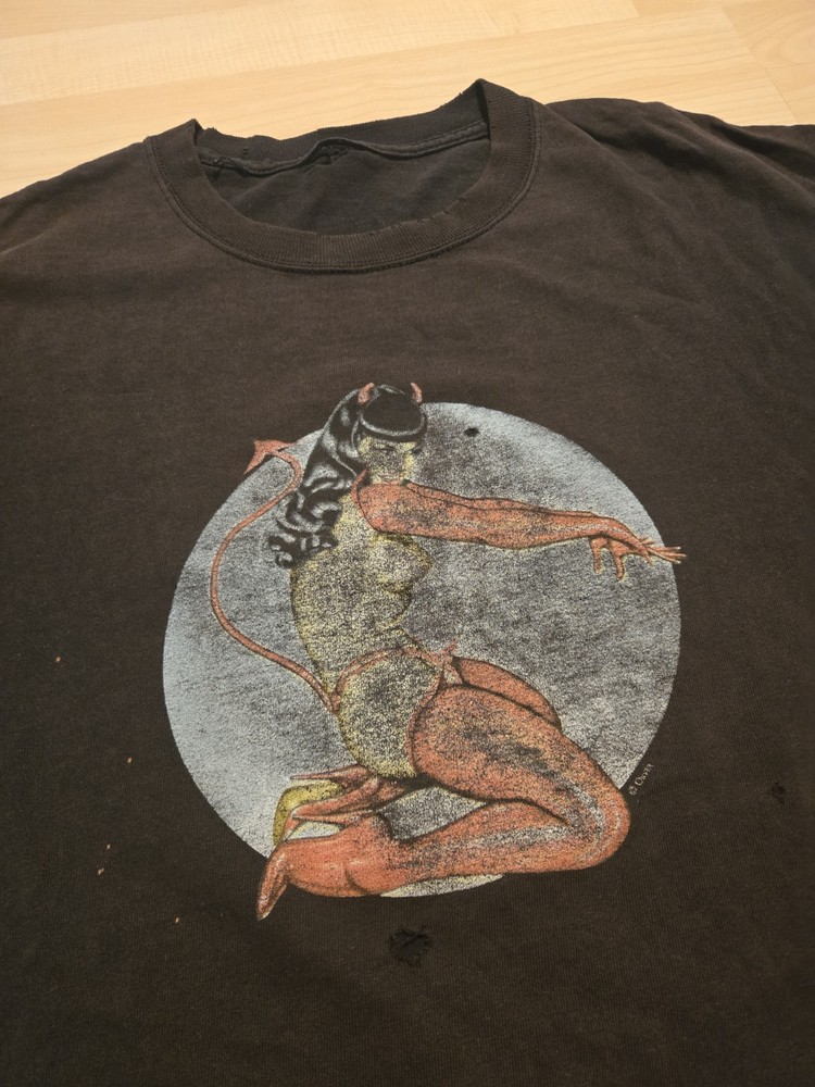 Vintage Bettie Page Shirt Mens XL 90s Devil Pin Up Olivia Art Rockabilly Punk