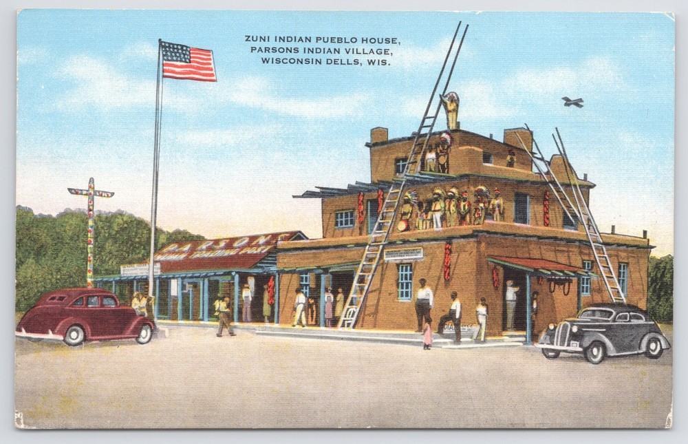 Native Americana Indian~Zuni Pueblo House Parsons Village~Vintage Postcard