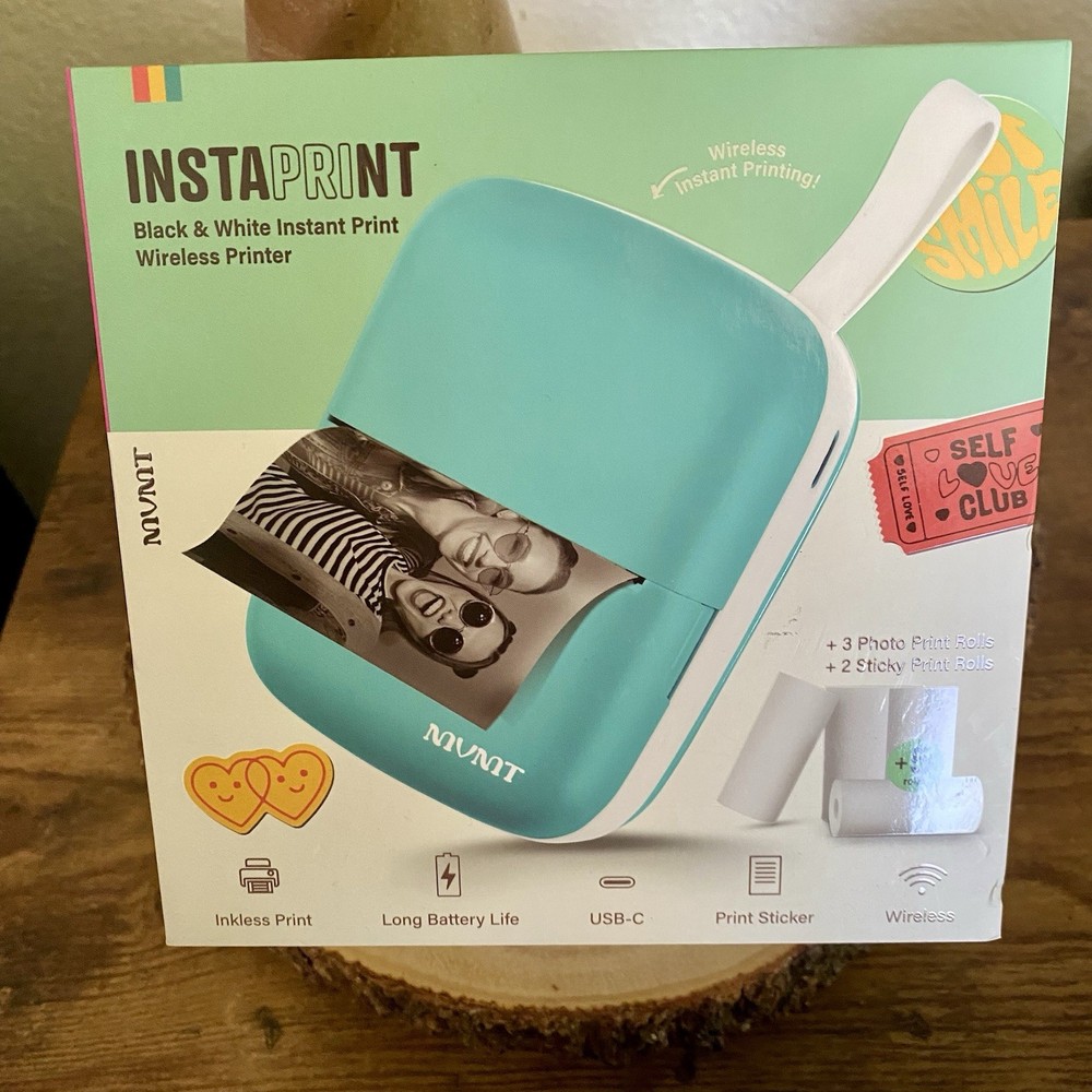 InstaPrint Wireless Portable Mini Photo Printer - Black & White Instant Printer