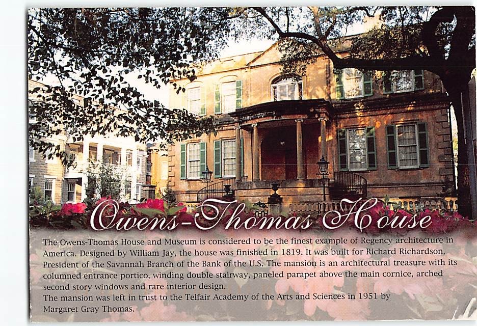 Postcard Owens Thomas House Savannah Georgia USA