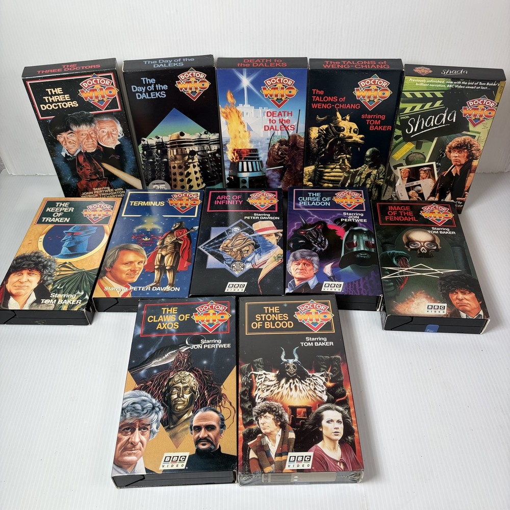 Doctor Who VHS Tapes Lot Collection 12 BBC Video CBS/FOX Fox Video Peter Davison