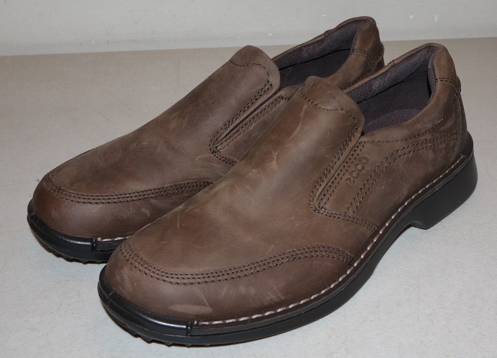 Ecco Shoes Men's 9-9.5 Brown Leather Slip On Comfort Loafers Walking Casual