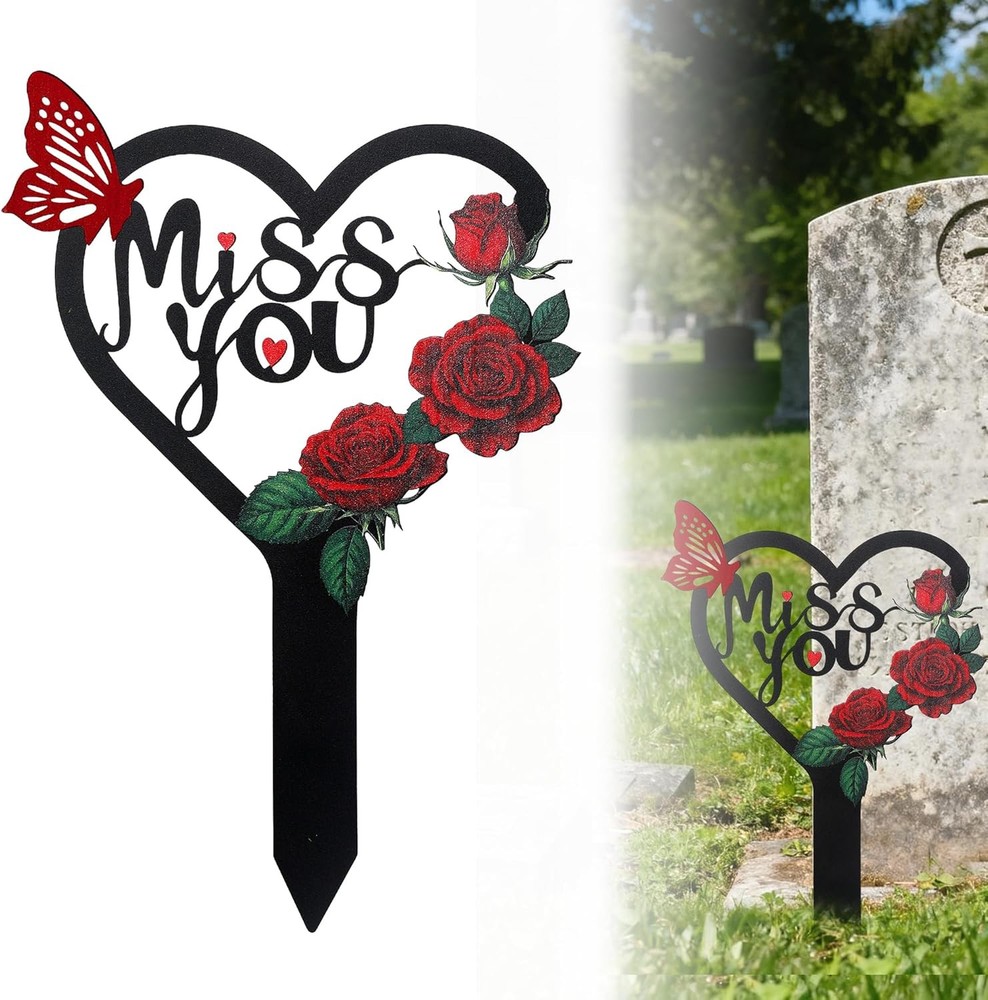 Heart-Shaped Memorial Plaque for Cemetery and Garden Sympathy Decor (13 In)