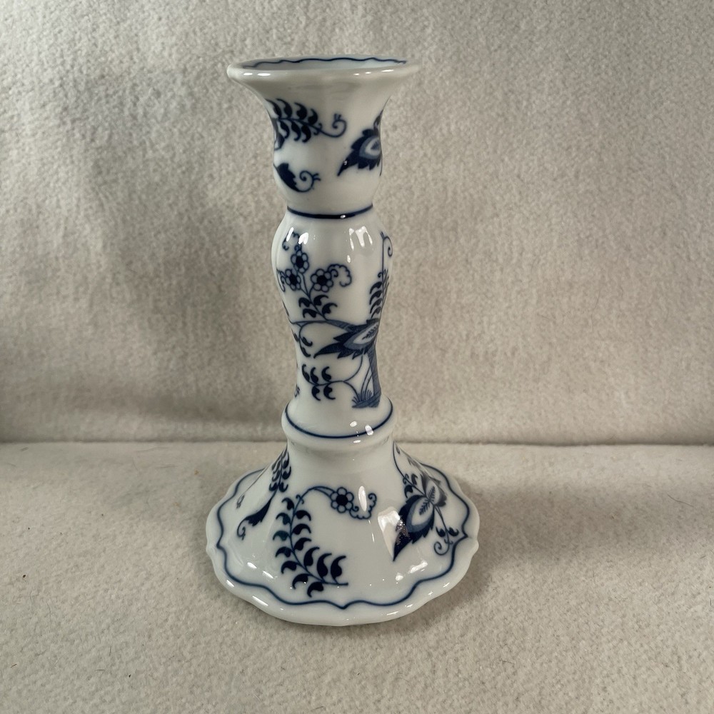 Blue Danube Porcelain Candle Stick Holder Blue & White Onion Pattern Japan