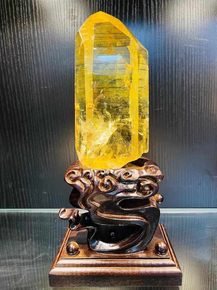 3.56LB Natural Citrine Rough Stone Quartz Crystal Reiki Tower with Stand for Decor
