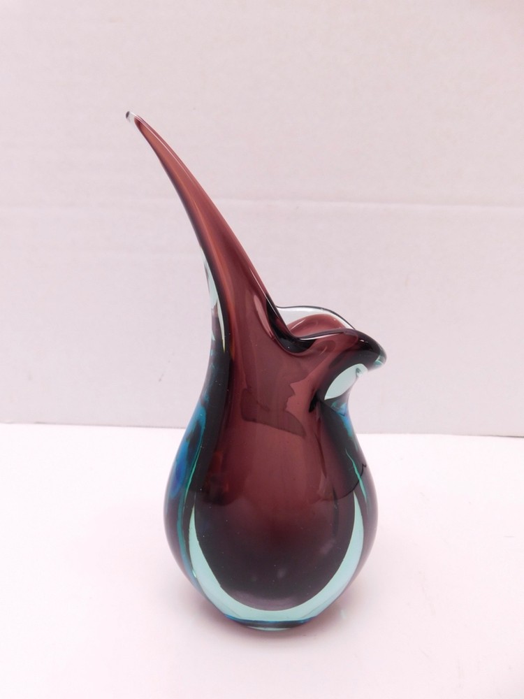 Vintage Murano Sommerso Glass Teardrop Vase Purple Blue