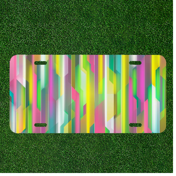Custom Personalized Car License Plate with Vibrant Abstract Bright Yellow Background Design