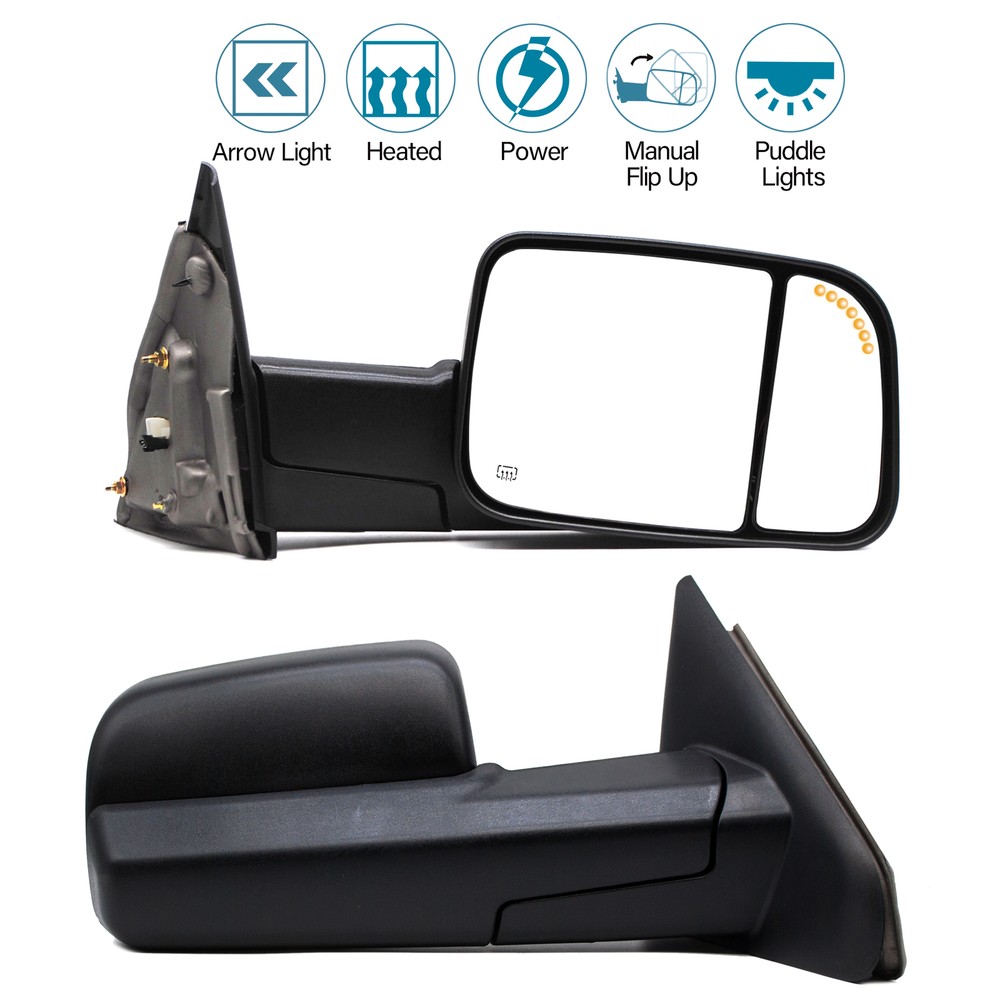 Pair Towing Mirrors Power Heated Signal Light For 2003-09 Ram 2500 3500