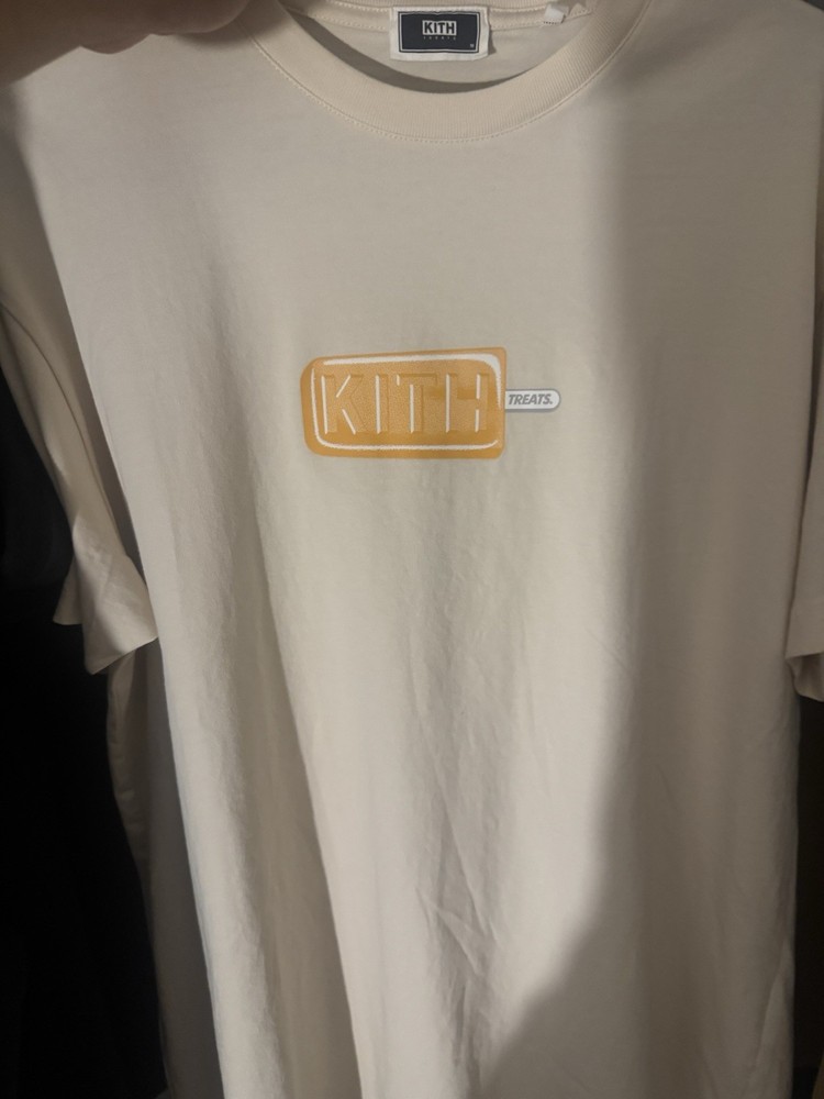 KITH Treats Beige Logo Crew Neck Men's T-Shirt Short Sleeve Cotton Size M