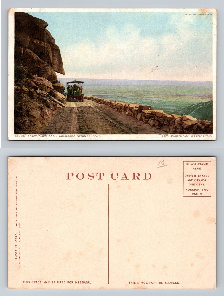 Colorado Springs, CO-Colorado, Snow Plow Rock Auto Road View Vintage Postcard
