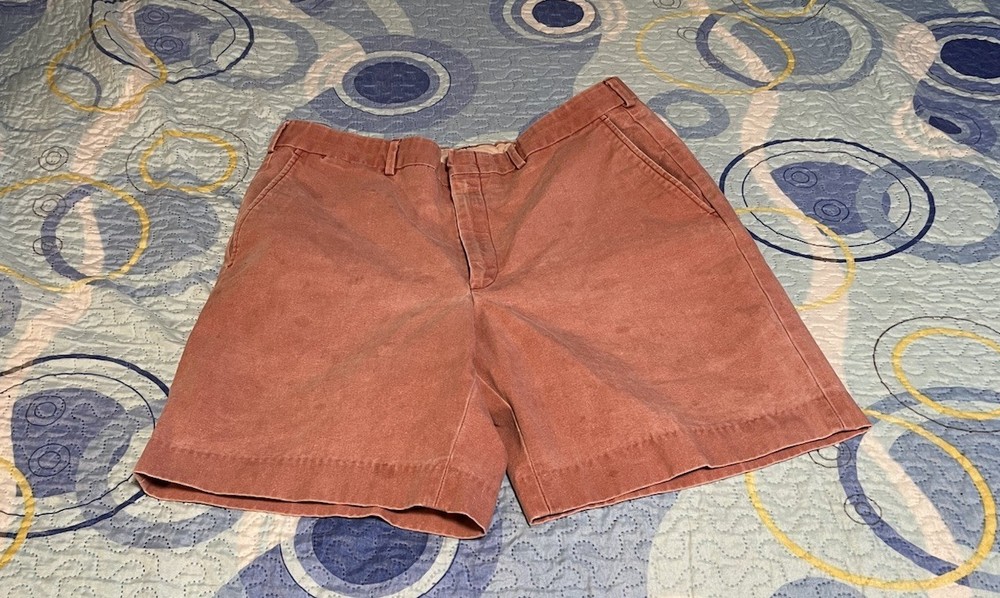 Murray's Toggery Shop Mens Size 34 Salmon Pink Red Chino Shorts Adult Cotton