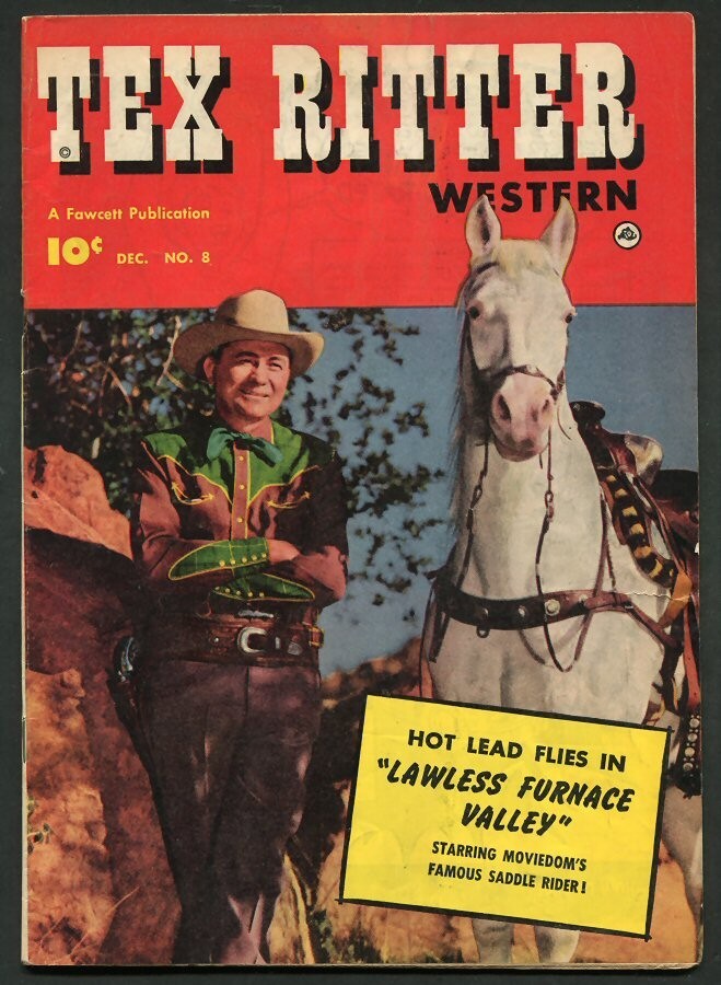 TEX RITTER  1951 #8 WESTERN COMIC BOOK....FAWCETT PUB. VG/FINE