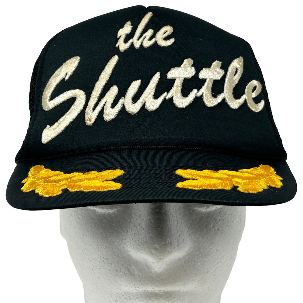 Vintage The Shuttle Trucker Hat Baseball Cap 80s Scrambled Eggs Snapback Black