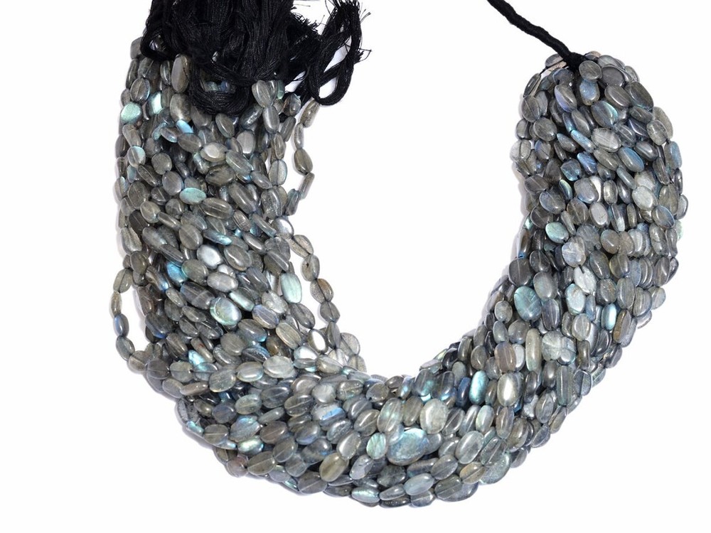 Blue Flash Labradorite Smooth Oval Loose Beads for Jewelry Making 12 Inch Strand