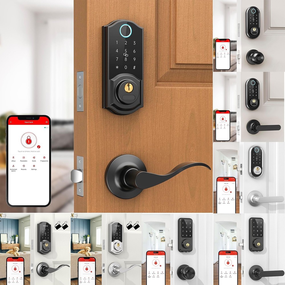 Front Door Lock Set Fingerprint Keyless Entry Digital Keypad Smart Lock Deadbolt
