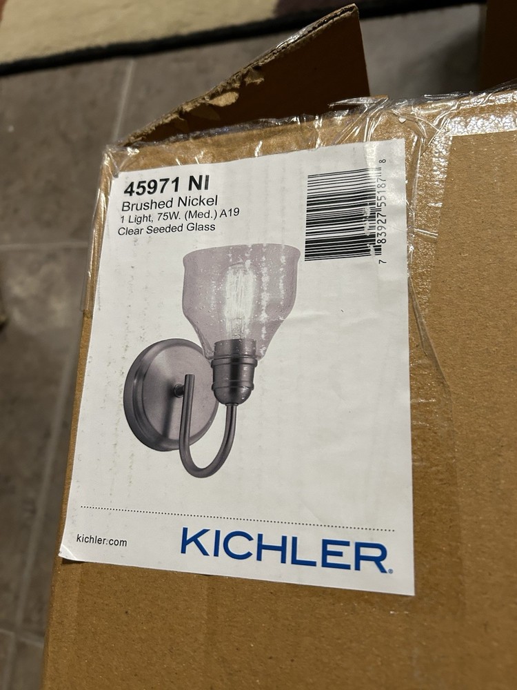 Kichler Avery 1-Light Brushed Nickel Indoor Wall Sconce Clear Seeded Glass