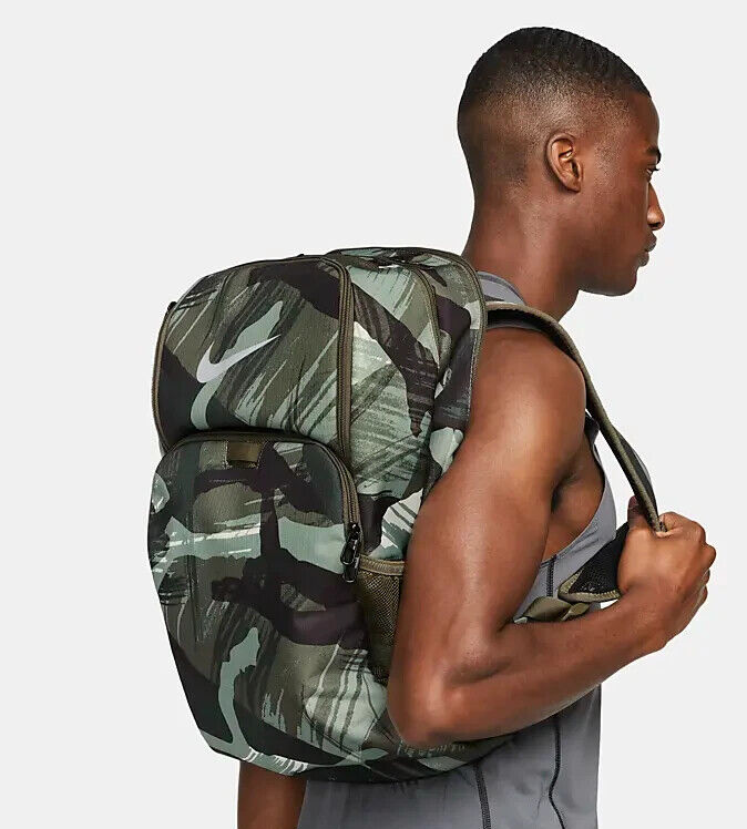 Nike Brasilia XL 30L Gym Backpack Training Bag Green Black Grey Camo
