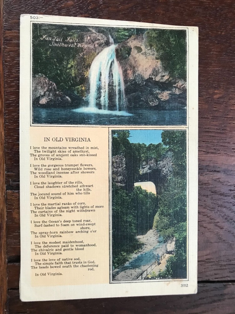 In Old Virginia Poem Theme Postcard