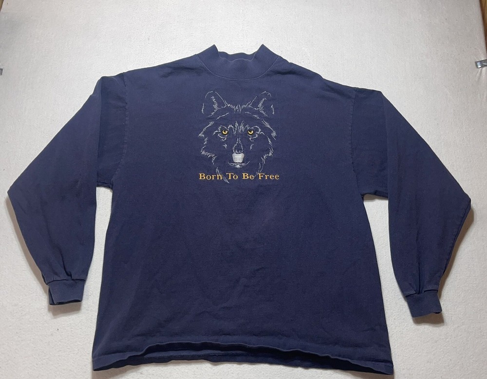 Vintage Pre-shrunk Cotton Deluxe Long Sleeve Sew Logo T-Shirt Sz XL Made In USA