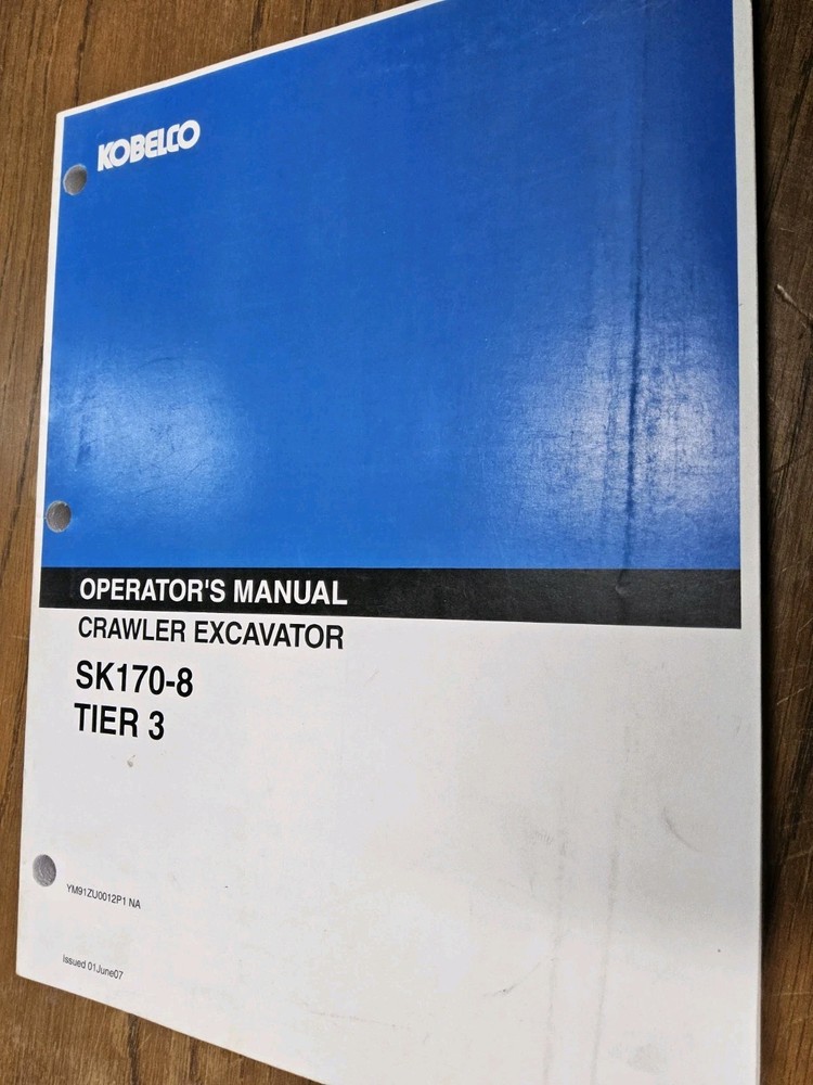 KOBELCO,  SK170-8  TIER 3,  Crawler Excavator,   Operator's Manual