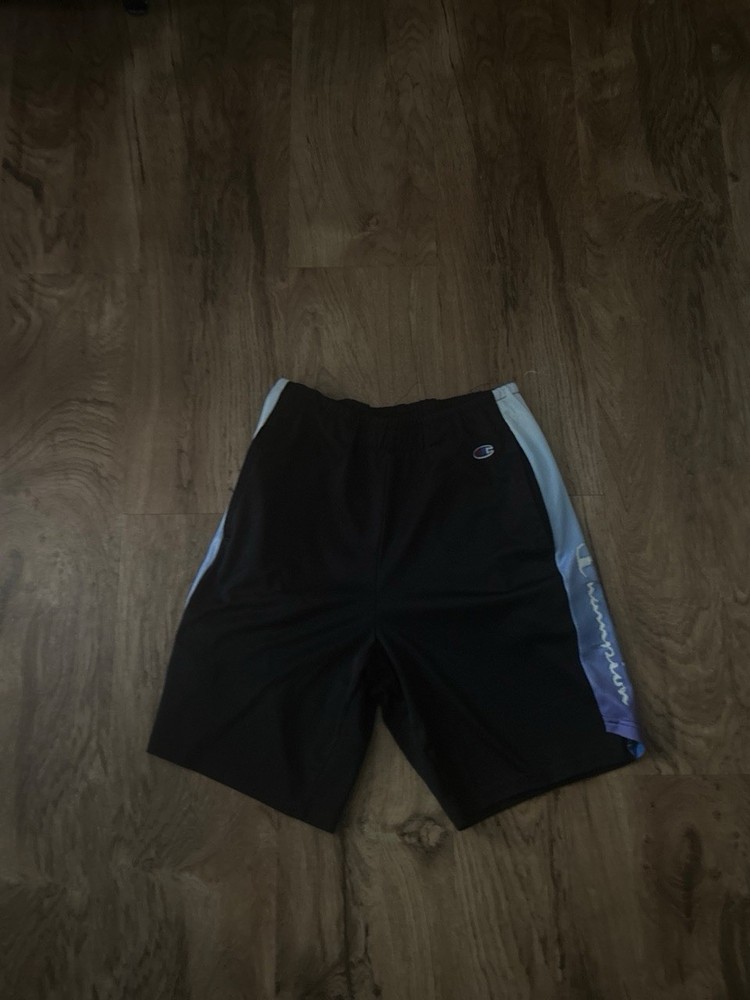 Champion Men's Black/Blue Colorblock Athletic Shorts M Drawstring Elastic