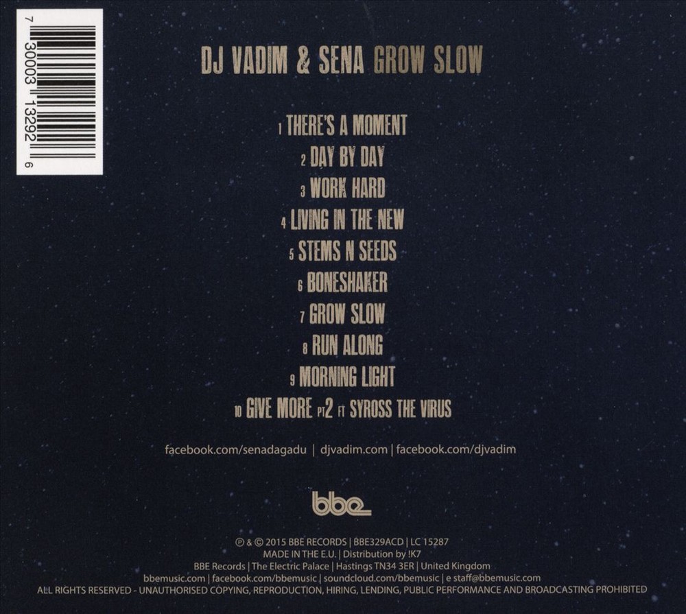 DJ VADIM & SENA GROW SLOW NEW CD