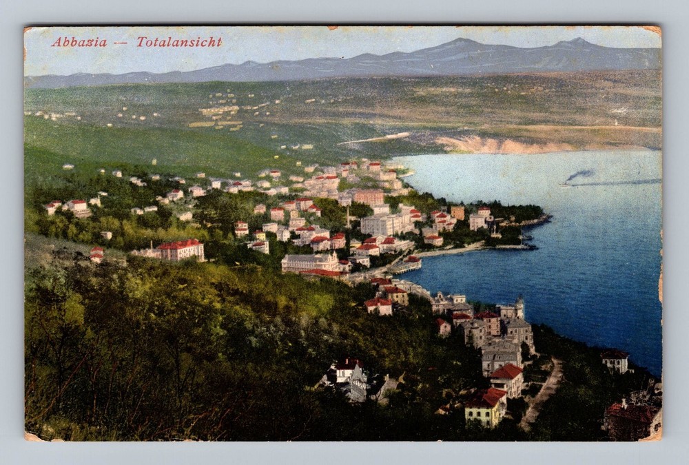 Croatia- Abbazia & Bay Panorama View Souvenir Post Card Old PC Vintage Postcard