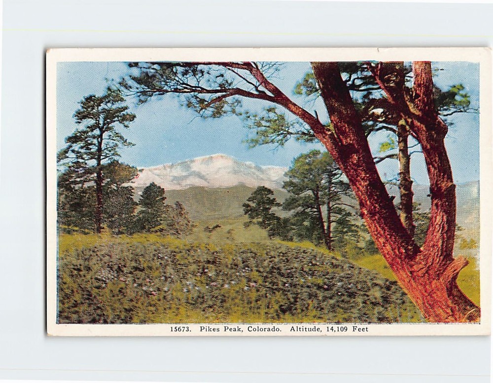 Postcard Vista of Pikes Peak Colorado USA