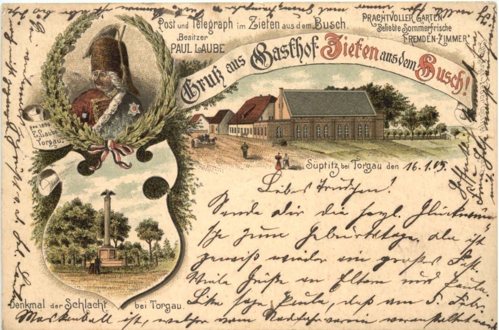 Süptitz near Torgau - Gasthof Ziefen - litho -767986