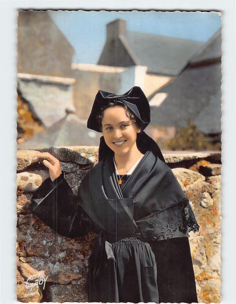 Postcard Woman in Traditional Breton Folk Costumes France
