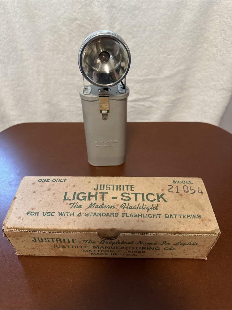 NOS Justrite Light-Stick Flashlight Model 21054 w/ Box USA Vintage
