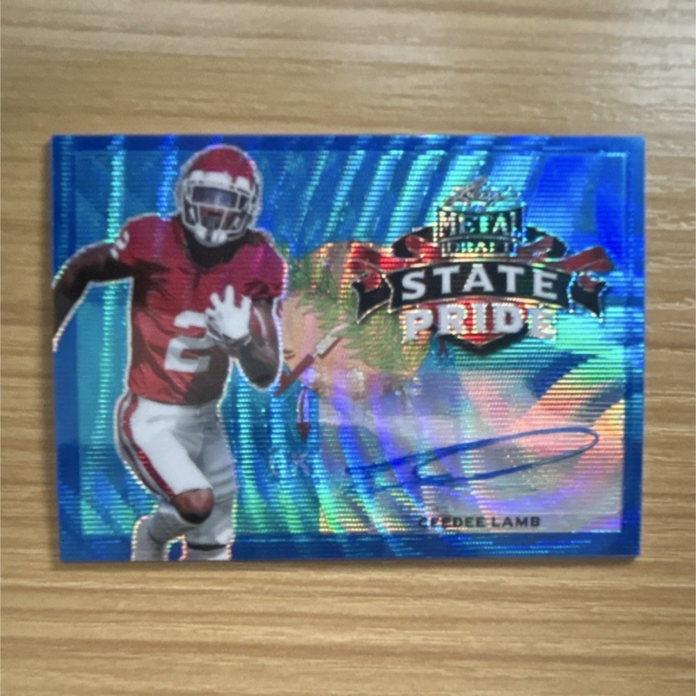 Ceedee Lamb 2020 Leaf Metal Draft – State Pride Blue Autograph