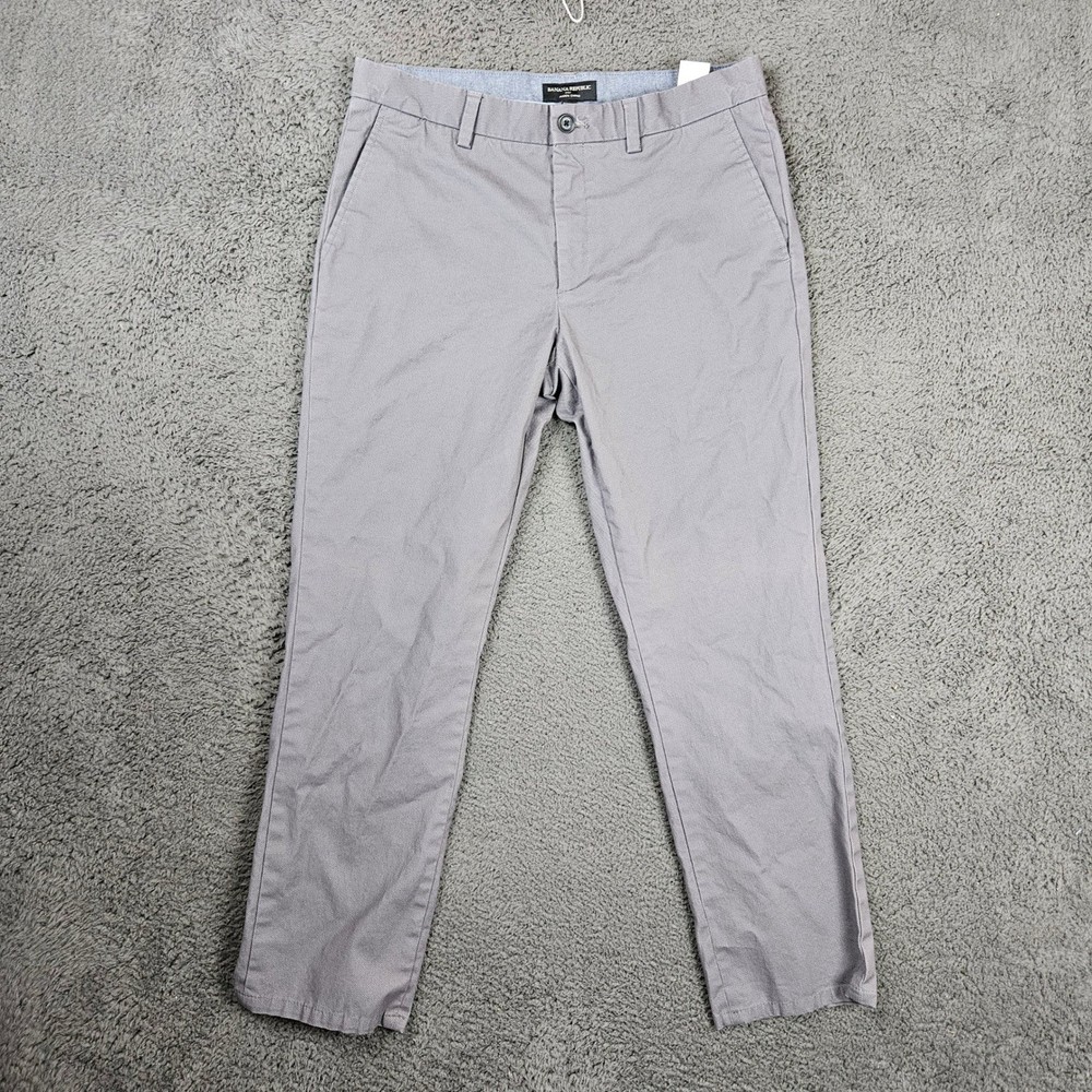 Banana Republic Aiden Chino Pants Mens 33x32 Grey Slim Fit Stretch