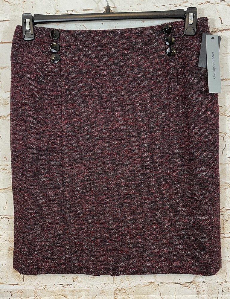 NEW Classiques Entier skirt womens 12 pencil tweed academia black red preppy