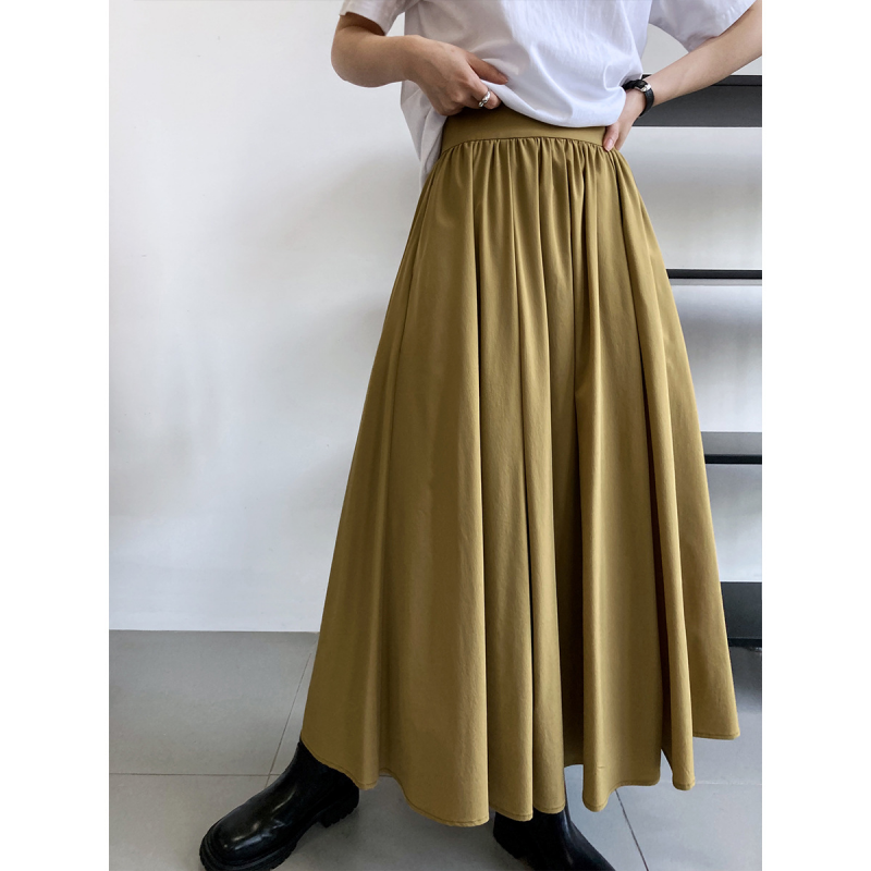 Elegant Women's A-Line Pleated Swing Skirt with Large Umbrella Hem