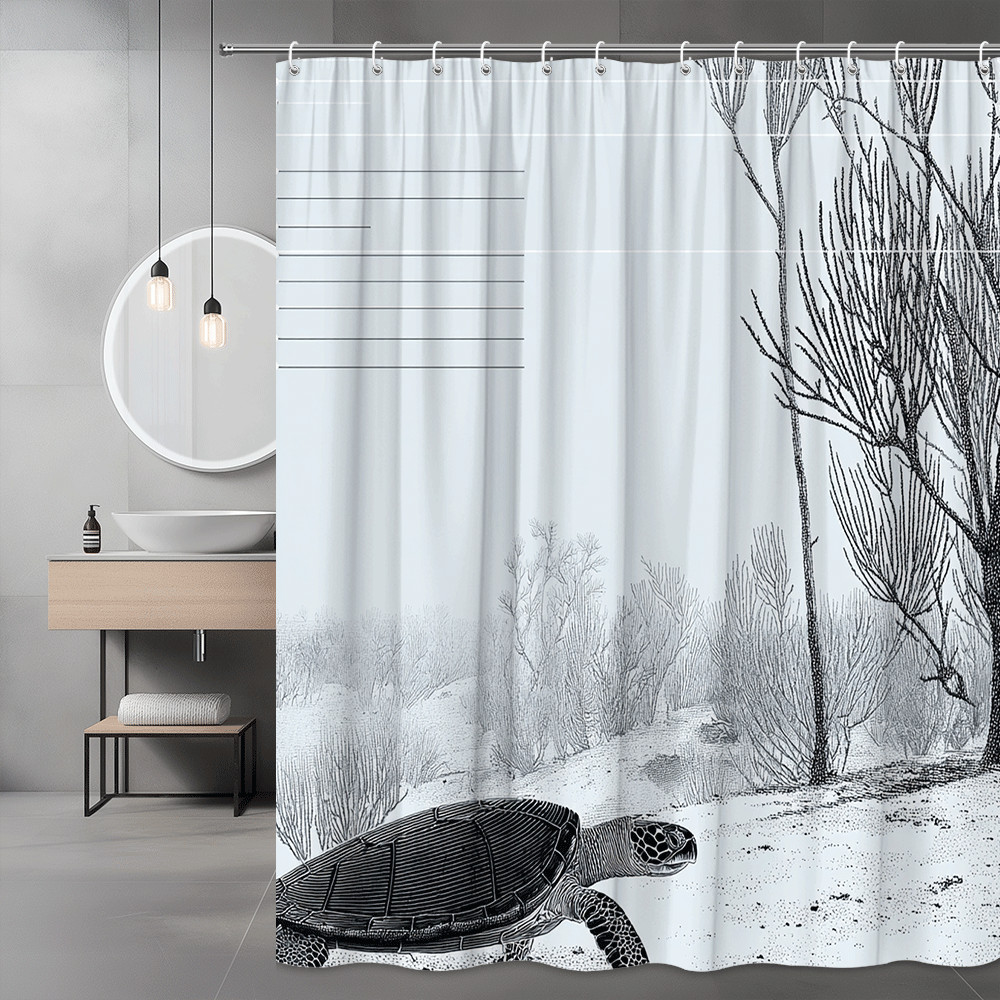 Sea Turtle Shower Curtain Winter Landscape Print