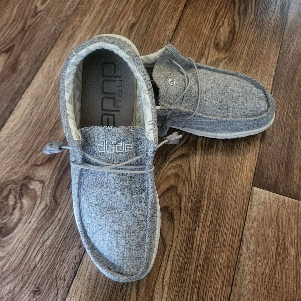Hey Dude Wally Linen Men's 13 Gray Shoes Slip On Preppy Casual Walking Beach