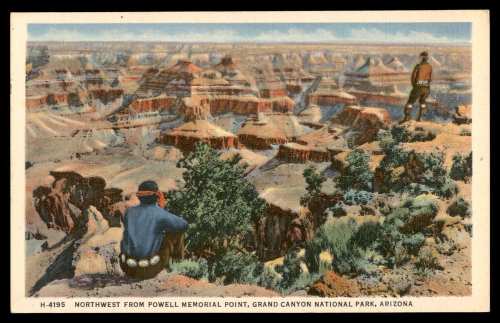 Postcard Northwest From Powell Memorial Point, Grand Canyon Nat Park, Indians