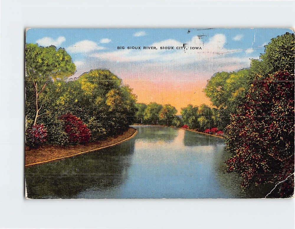 Postcard Big Sioux River Sioux City Iowa USA