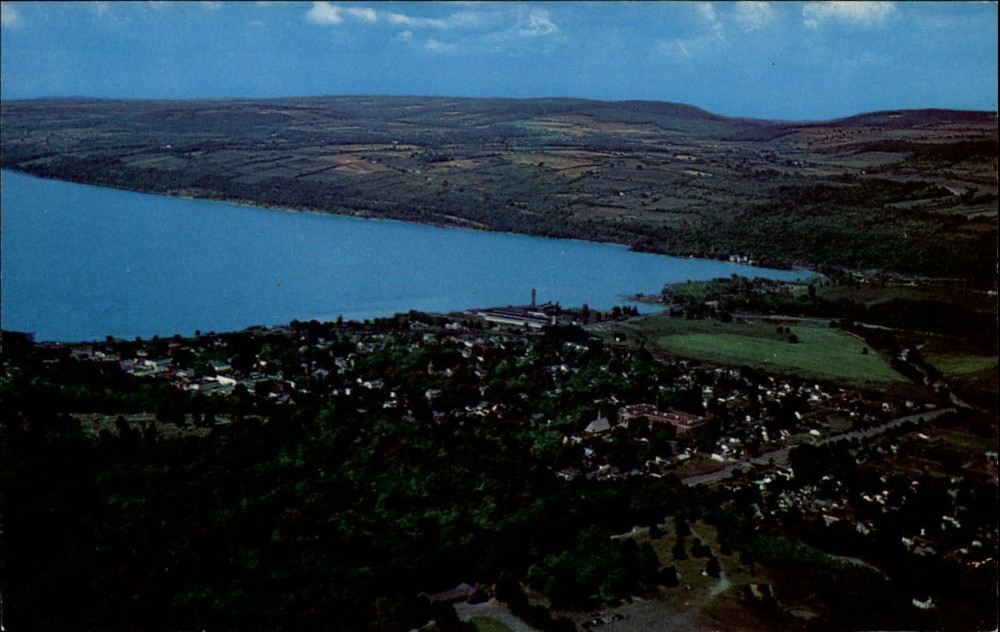 Seneca Lake Watkins Glen New York aerial view ~ postcard  sku555