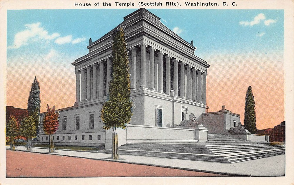 Washington DC Patriotic Souvenir Freemasons Masonry Memorial Vtg Postcard A42