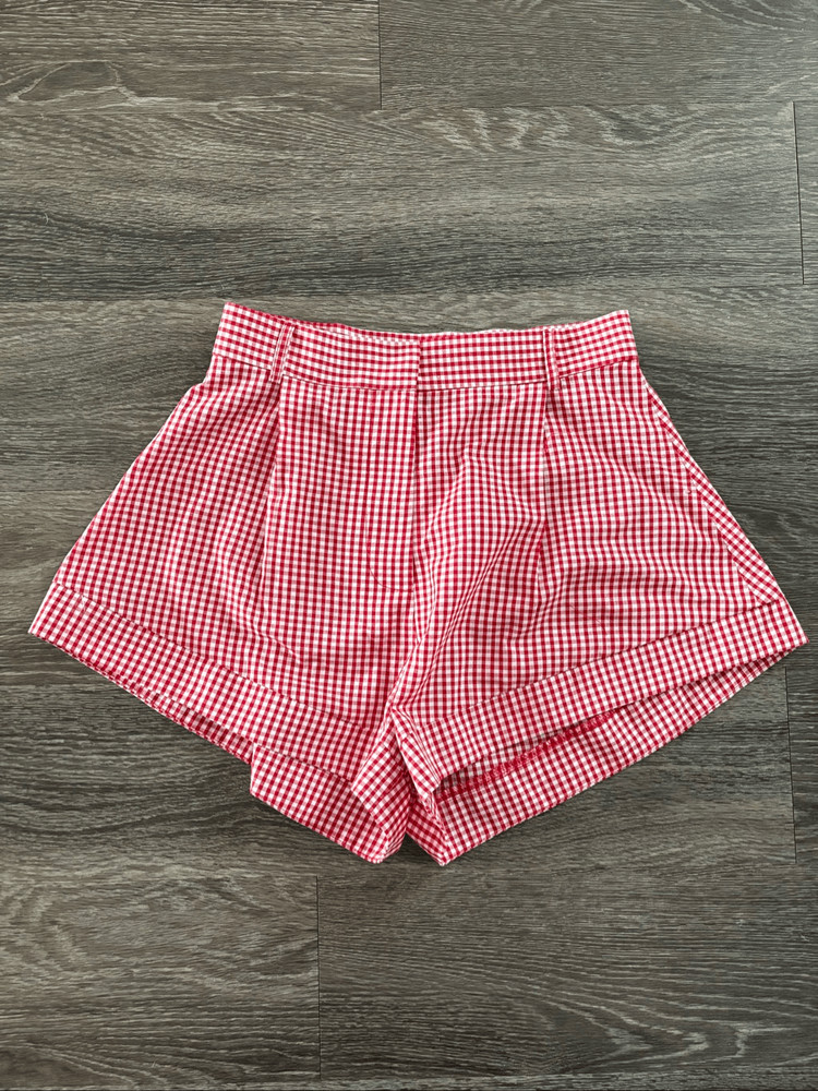NWT Miscreants London x Revolve Red & White Plaid Gingham Shorts Size US 4 UK 8