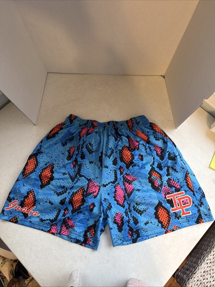 Inaka Power Snake Print Mesh Basketball Shorts Blue Orange Pink Mens XL