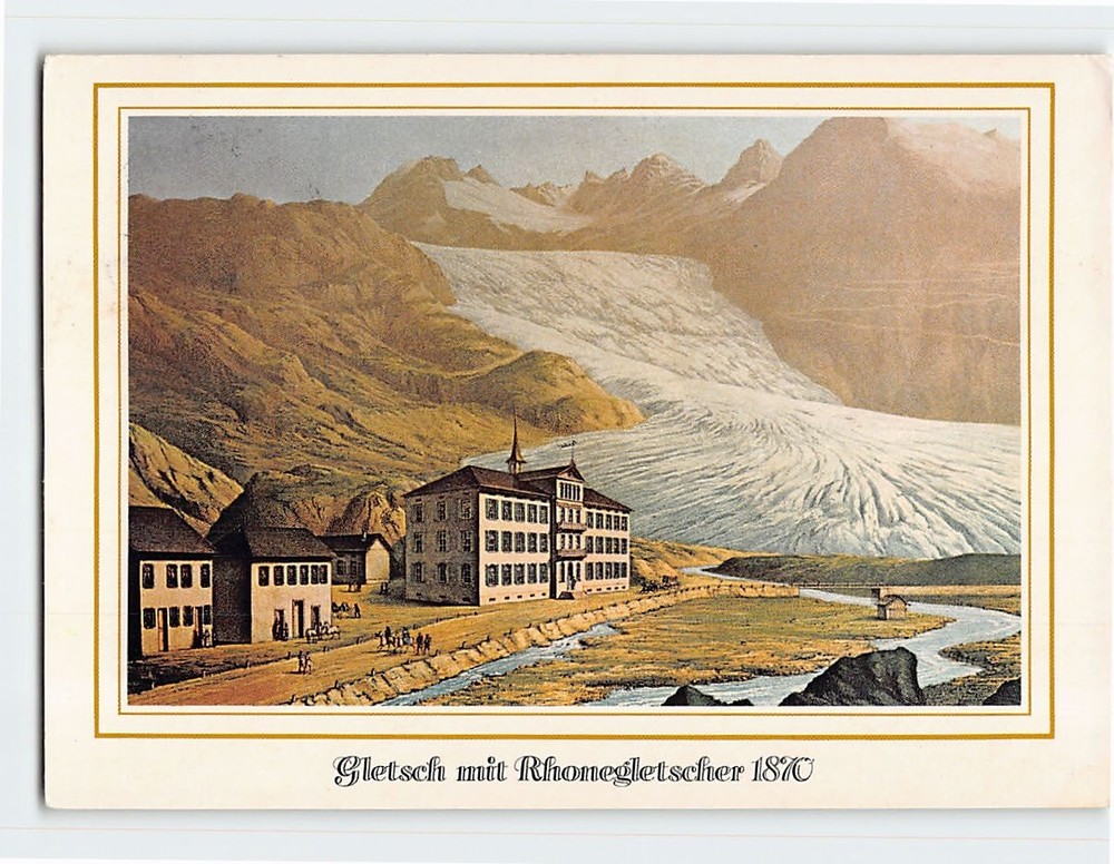 Postcard Rhône Glacier in Switzerland 1870