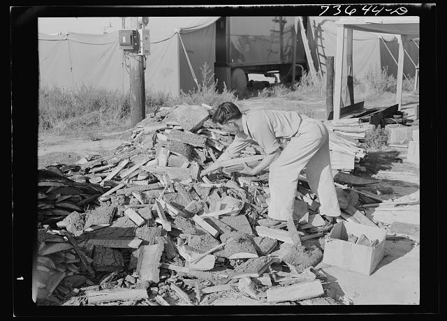 Photo:Nyssa Oregon Japanese-American FSA Mobile Camp Woodpile 1942