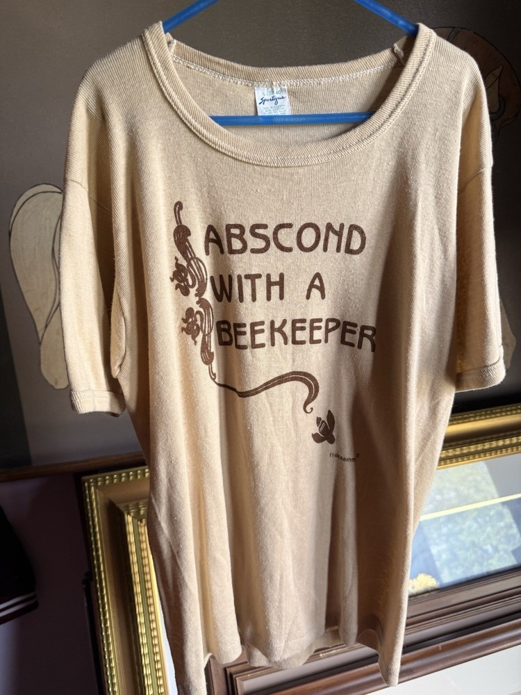 Vintage 70s Abscond With a Beekeeper Single Stitch Graphic Tee Thin Shirt Size L