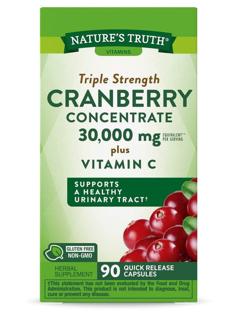 Powerful 30,000mg Cranberry Concentrate Capsules with Vitamin C | Non-GMO Gluten-Free Supplement