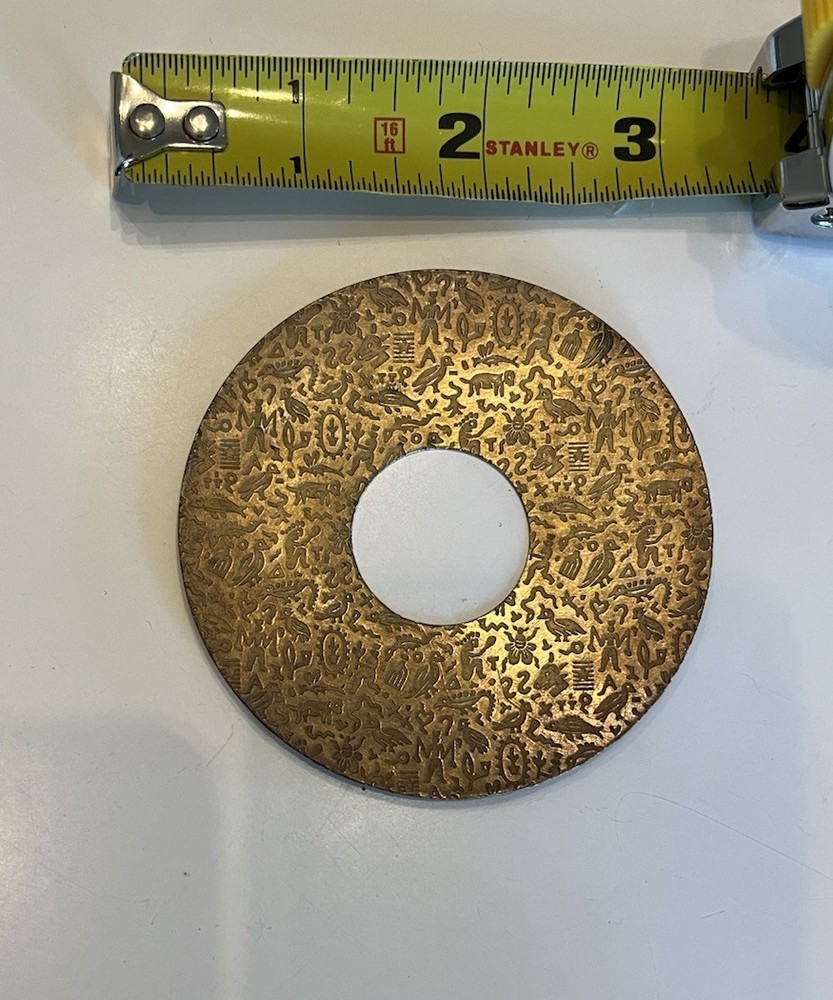 Antique French Candle wax Catcher Brass With Embossed Egyptian Design