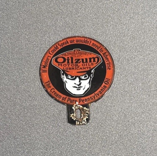 Vintage Oilzum Plate Topper Porcelain Sign Car Gas Truck Motorcycle Oil