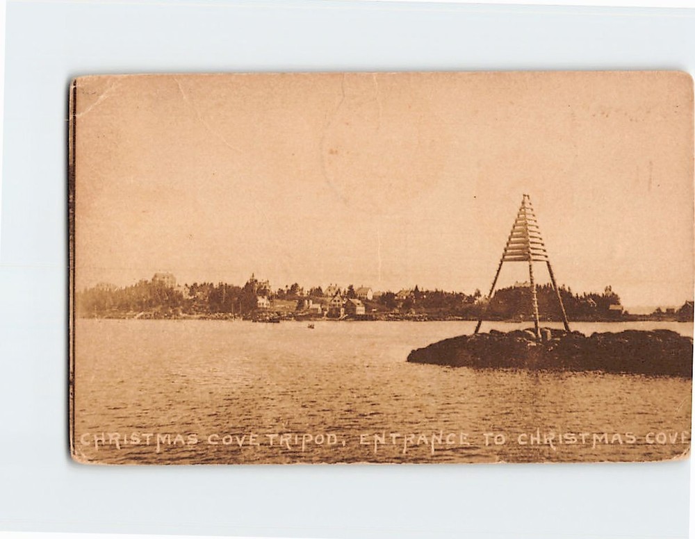 Postcard Christmas Cove Tripod Entrance To Christmas Cove South Bristol ME USA
